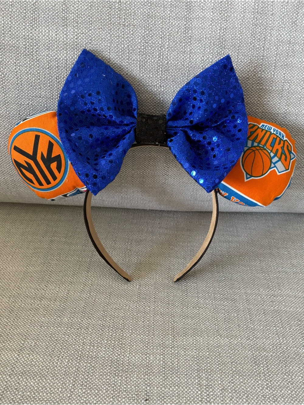 New York Knicks Minnie Mickey metallic blue bow headband hairband headpiece O/S